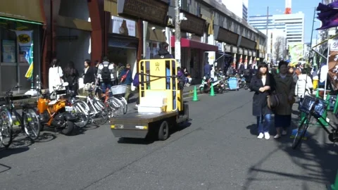 Employees Driving Forklifts Inside The Biggest Fish Market In Tokyo, Japan Stock Footage 158991914