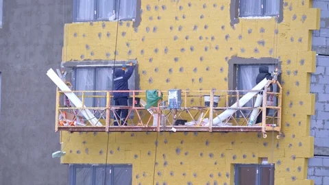 Employees during work in construction zone Stock Footage 125753143