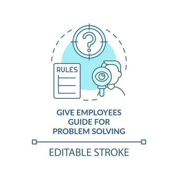 Employees guide for problem solving turquoise concept icon Stock Illustration