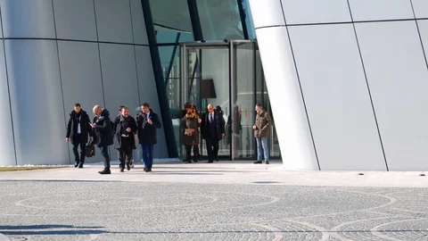 Employees leaving for the lunch break Stock Footage 102721804