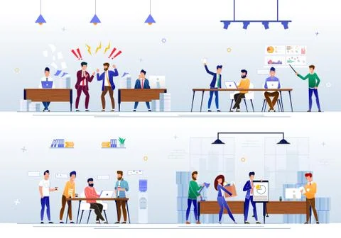 Employees in Office Situations Vector Concepts イラスト素材