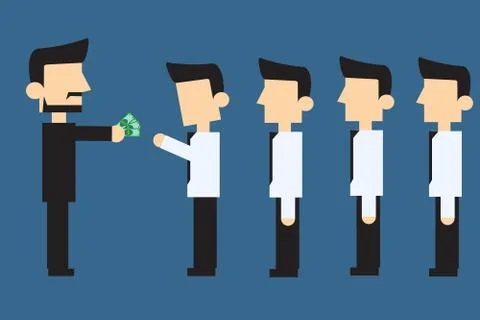 Employees receiving monthly salary Stock Illustration