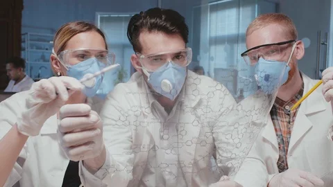 Employees of spectral assay lab create new cure Stock Footage 94979030