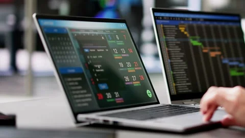 Employees Staff Schedule And Time Reports On Computer Stock Footage 264047713