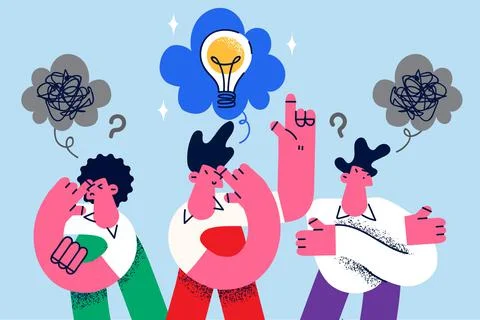 Employees think together develop business strategy イラスト素材