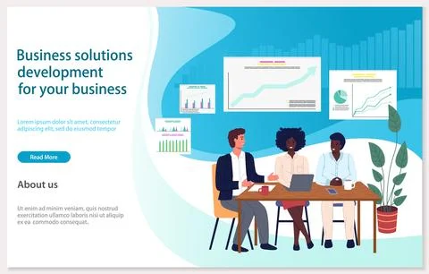 Employees training, co-working. Creative solution for business development Stock Illustration