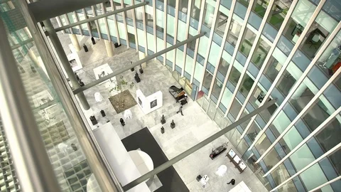 Employees walk in the building 스톡 동영상 116348014