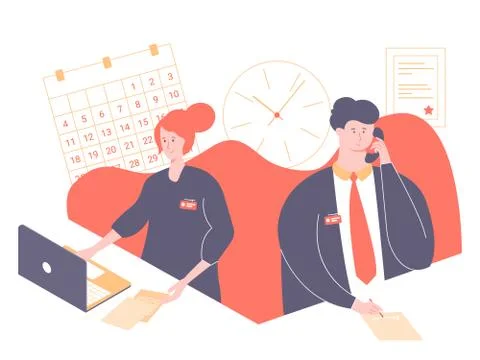 Employees work in the office. Stock Illustration