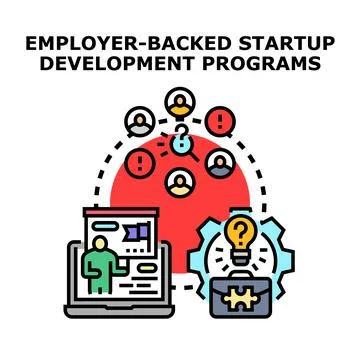 Employer backing startup development programs concept illustration Stock Illustration