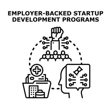 Employer backing startup development programs concept 스톡 일러스트