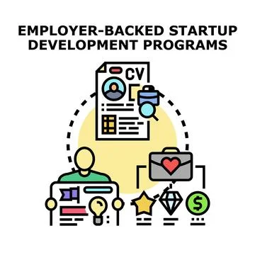 Employer backing startup development programs concept Stock Illustration