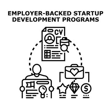 Employer backing startup development programs concept Stock Illustration