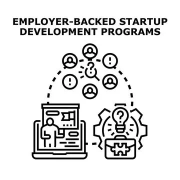 Employer backing startup development programs concept illustration Stock Illustration
