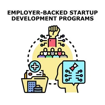 Employer backing startup development programs concept Stock Illustration