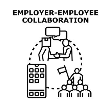 Employer employee collaboration concept with shared vision Stock Illustration