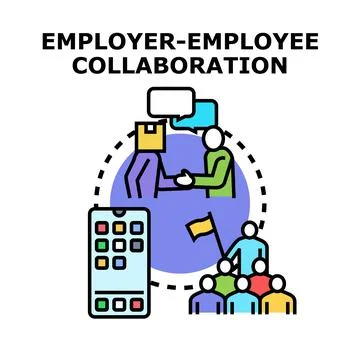 Employer employee collaboration concept with shared vision Stock Illustration