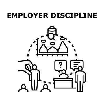 Employer implementing discipline system evaluating employee performance Stock Illustration