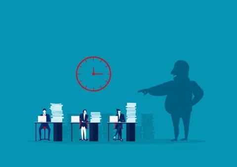 The employer shadow command employee hard work in office concept Stock Illustration