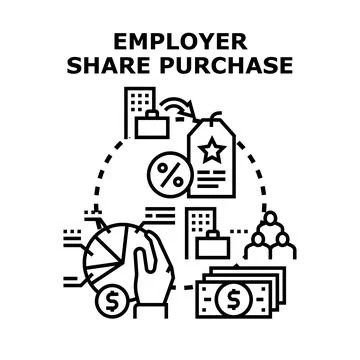 Employer share purchase program benefiting employee investment Illustrazione stock