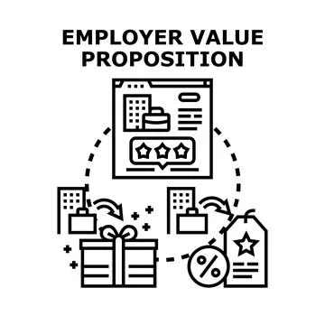 Employer value proposition creating attractive work environment concept Stock Illustration