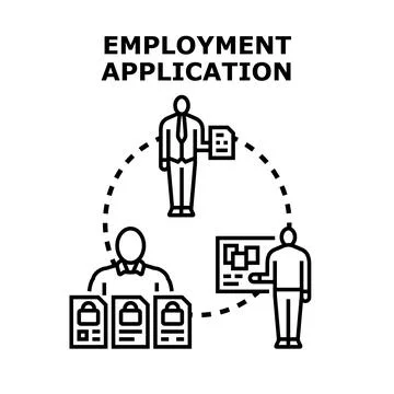 Employment application process, hiring, and recruiting concept Stockillustratie