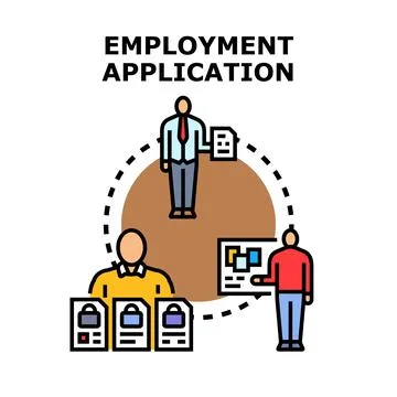 Employment application process, hiring, and recruiting concept Stockillustratie