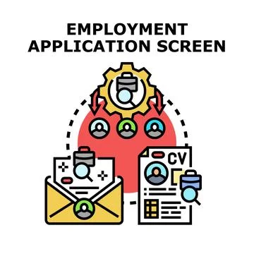 Employment application process representing job search and hiring Stock Illustration