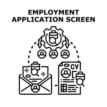 Employment application process representing job search and hiring Stock Illustration