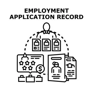 Employment application record and hiring process data storing Stock Illustration