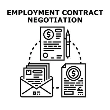 Employment contract negotiation process with legal documents Stock Illustration