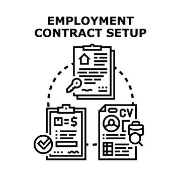 Employment contract setup process and job application Stock Illustration