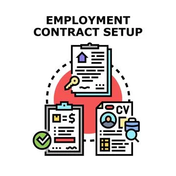 Employment contract setup process and job application Stock Illustration