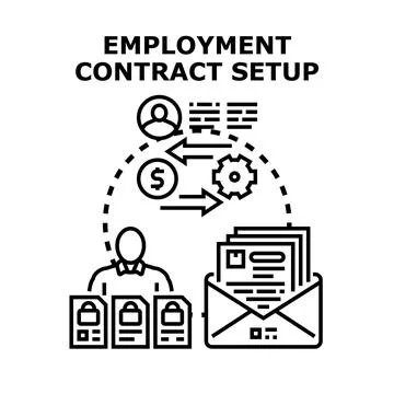 Employment contract setup process for hiring new staff Stock Illustration