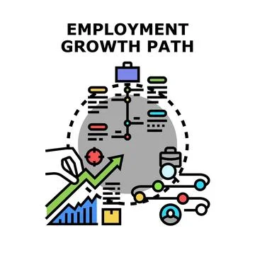 Employment growth path career development timeline illustration Stock Illustration