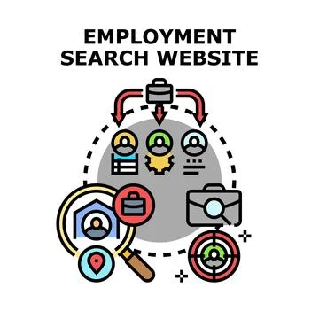 Employment search website platform finding job candidates Stock Illustration