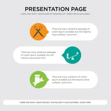 Empower, leverage, eliminate presentation design template in orange, green, y Stock Illustration