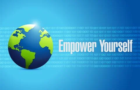 Empower Yourself international binary globe sign Stock Illustration