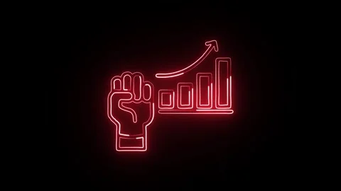 Empowered Icon Isolated on Black Background, Personal Strength Neon Line Mo.. Stock Footage 327027348