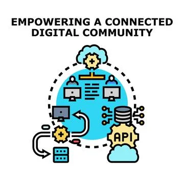 Empowering connected digital community network system development Stockillustratie