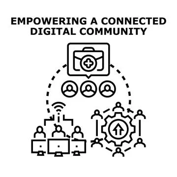 Empowering a connected digital community network concept Illustrazione stock