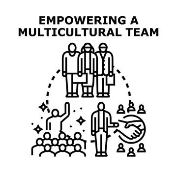 Empowering diverse workforce team building and collaboration Stock Illustration