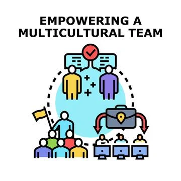 Empowering a multicultural team for business development Stock Illustration