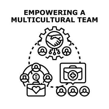 Empowering multicultural team collaboration and business development Stock Illustration