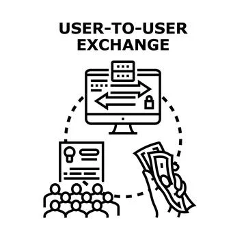Empowering secure digital user to user exchange concept 库存插图