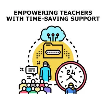 Empowering teachers with time saving cloud support 스톡 일러스트