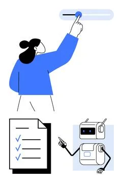 Empowering Technology and AI Interaction with User Controls and Task Management Stock-Illustration