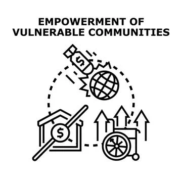 Empowering vulnerable communities overcoming global economic challenges Stock Illustration