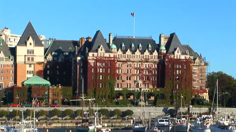 Empress Hotel and Harbor Stock Footage 33604625