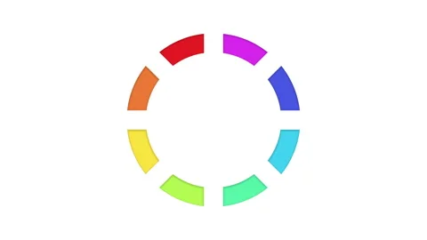Empty 10 second rainbow countdown circle with colourful segments Stock Footage 144710951