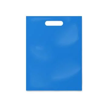 Empty 3D blue blank plastic bag - vector isolated realistic illustration Illustrazione stock